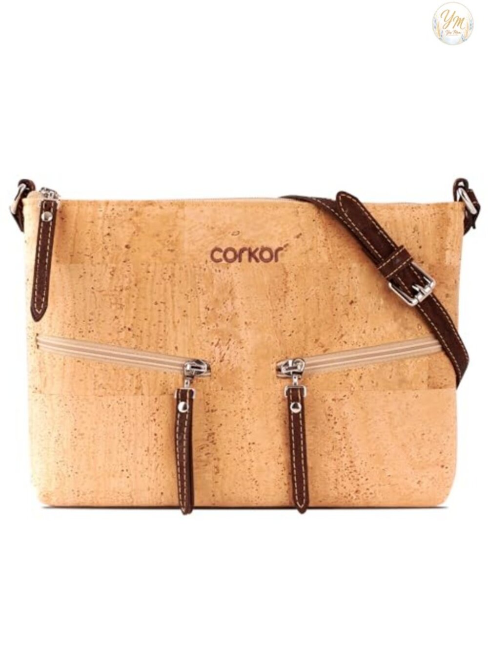 Vegan Leather Cork Crossbody Purse Handbag Adjustable Strap